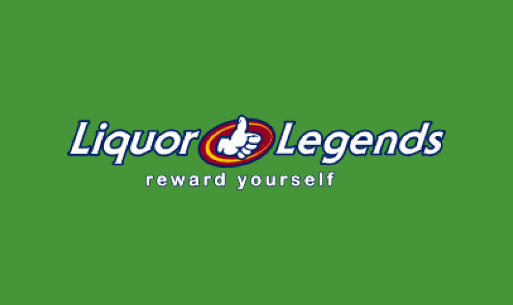Liquor Legends logo with a thumbs-up icon and the caption 'reward yourself' on a green background